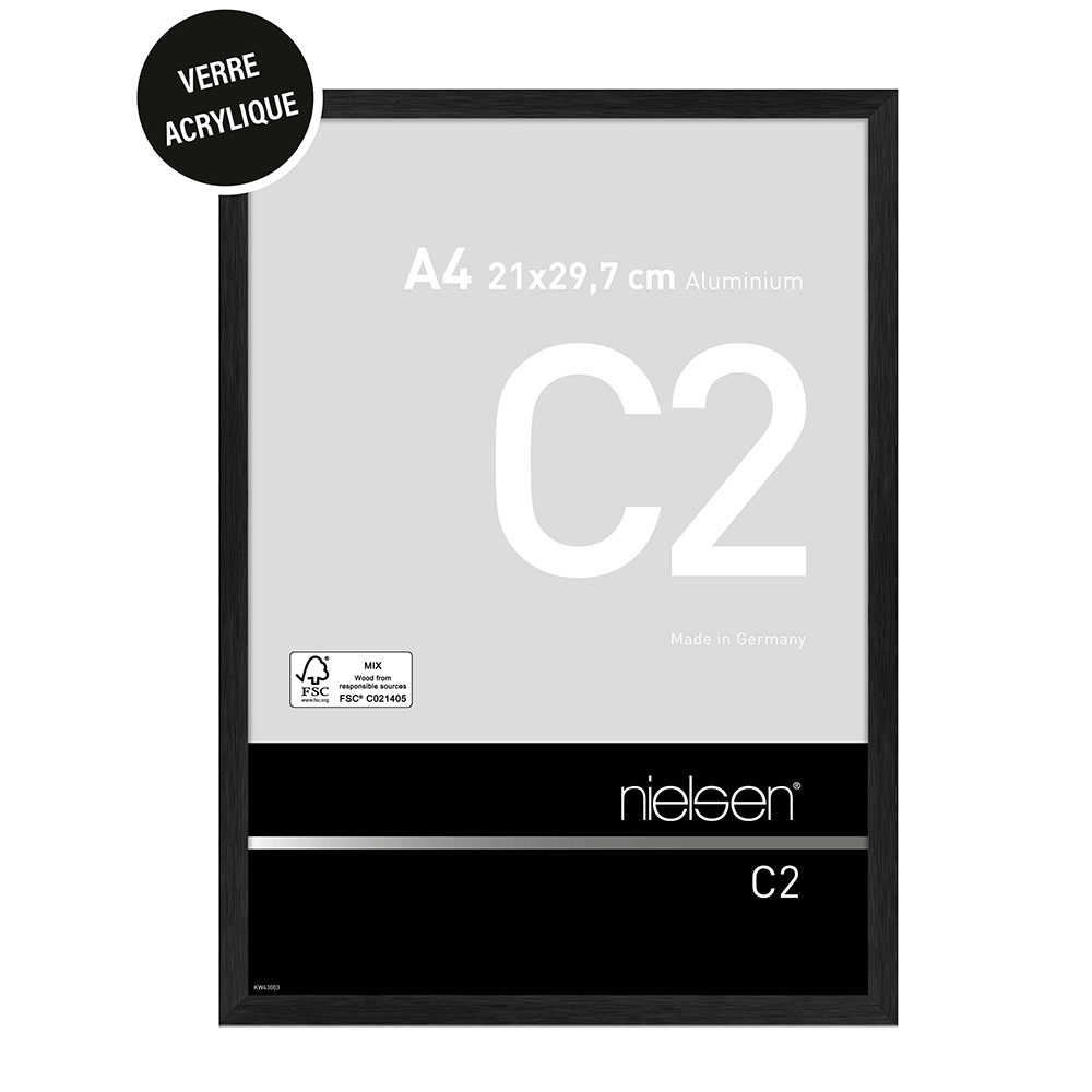 C2 Acryl 21 x 29,7 cm Noir Mat Brossé