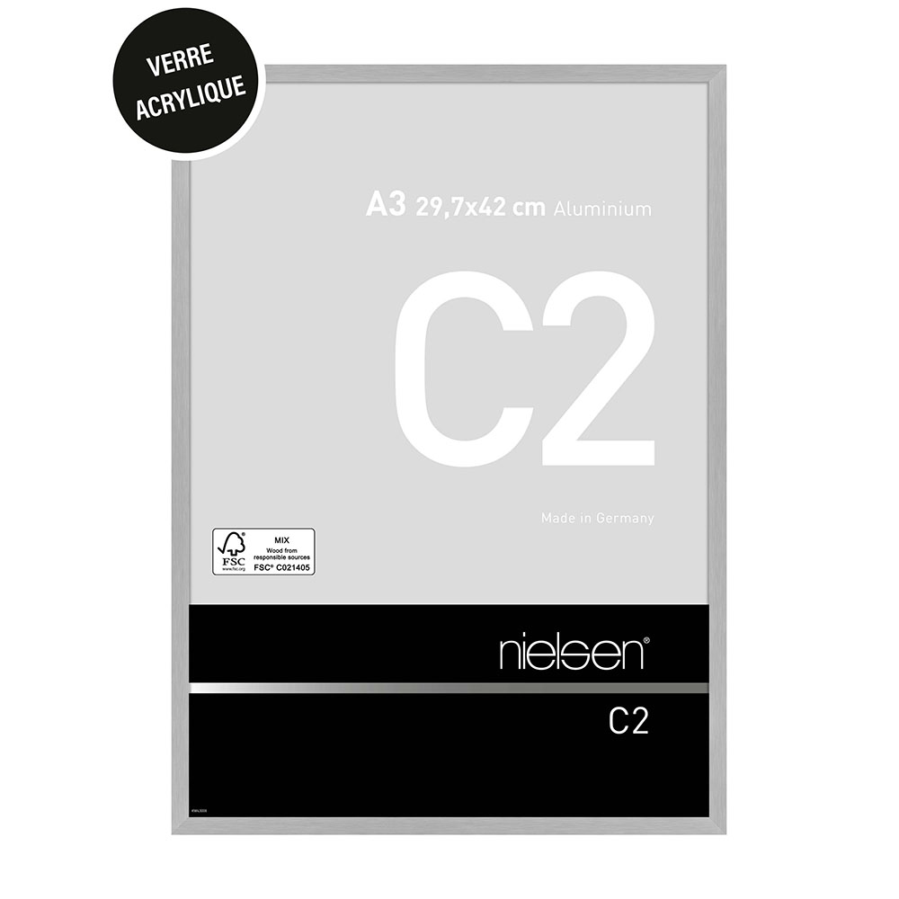 C2 Acryl 29.7x42 Argent Mat Brossé